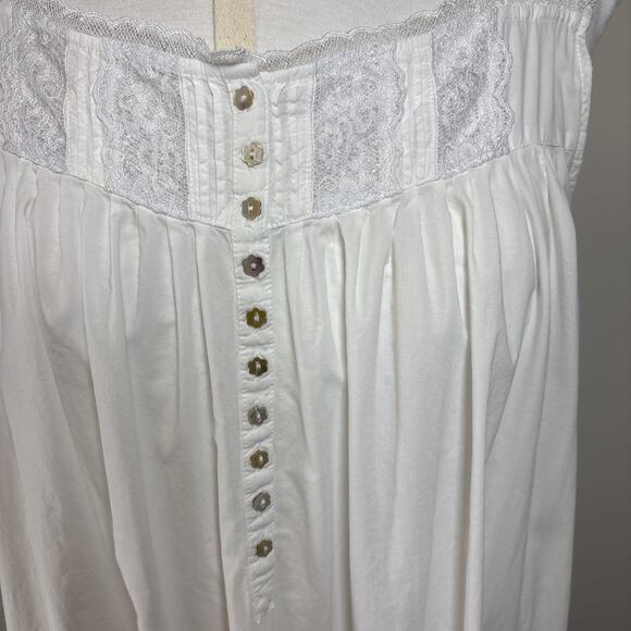 Vintage Eileen Wet Cotton Lawn Lace Nightgown White Sleeveless Ballet Length - Picture 8 of 16